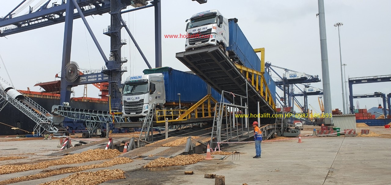 100T Container Truck Loading and Unloading Platform, Container Truck Unloader